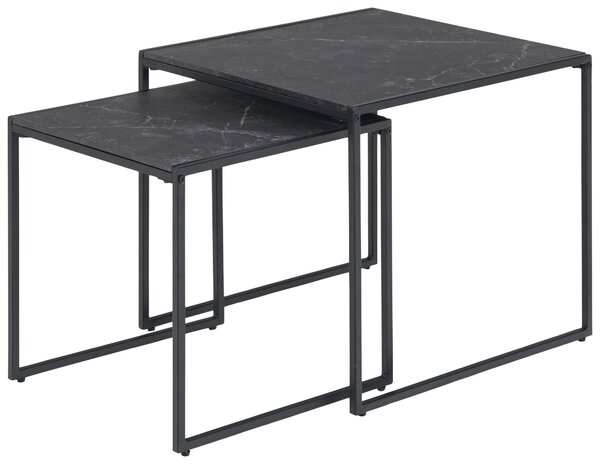 SADA ODKLÁDACÍCH STOLKŮ, černá, kov, kompozitní dřevo, 50/50/45 cm MID.YOU - Konferenční stolky