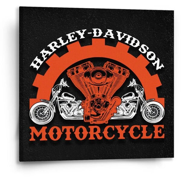 Sablio Obraz Harley-Davidson motor Černé pozadí - 50x50 cm