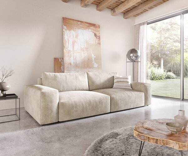 DELIFE Pohovka XL Lanzo 270x130 cm manšestr béžová