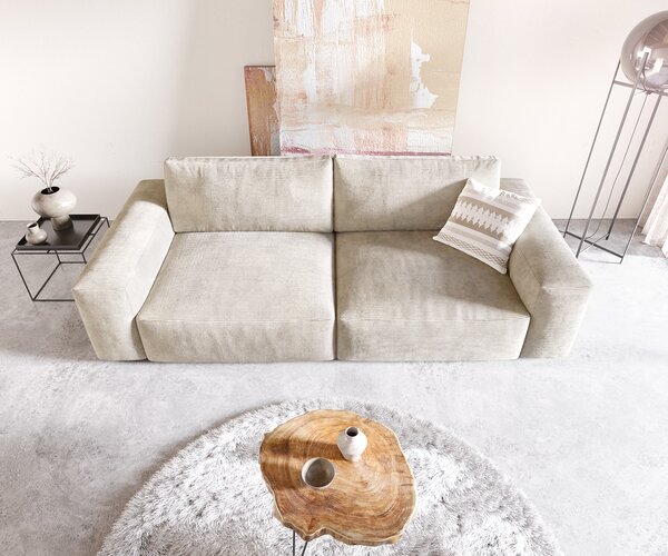 DELIFE Pohovka XL Lanzo 270x130 cm manšestr béžová