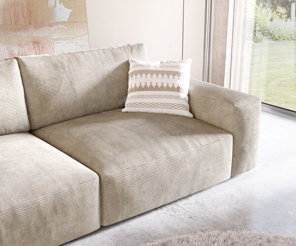 DELIFE Pohovka XL Lanzo 270x130 cm manšestr béžová