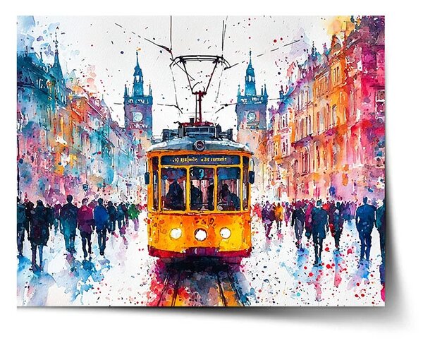 Sablio Plakát Žlutá tramvaj Paint - 60x40 cm