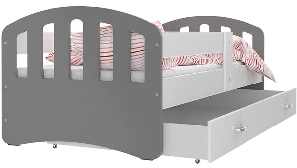 DOBRESNY Dětská postel HAPPY 160x80 BÍLÁ-ŠEDÁ