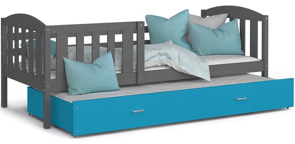 Dětská postel KUBU P2 190x80 cm ŠEDÁ MODRÁ