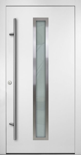 FM TÜREN Vchodové dveře s ocelovým opláštěním FM Turen model DS01 Orientace dveří: Levé, otevírání dovnitř, Dekor: Bílá, Standardní rozměr: 98 cm x 208 cm - vnější rozměr rámu