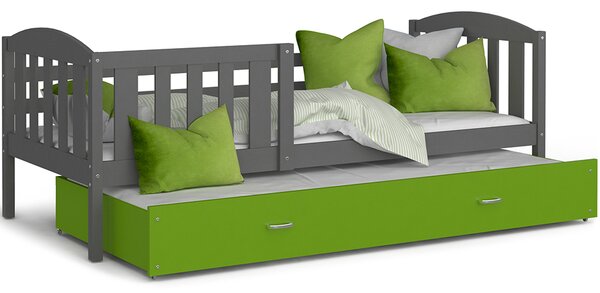 Dětská postel KUBU P2 200x90 cm ŠEDÁ-ZELENÁ