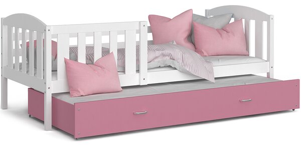 Dětská postel KUBU P2 200x90 cm BÍLÁ-RŮŽOVÁ
