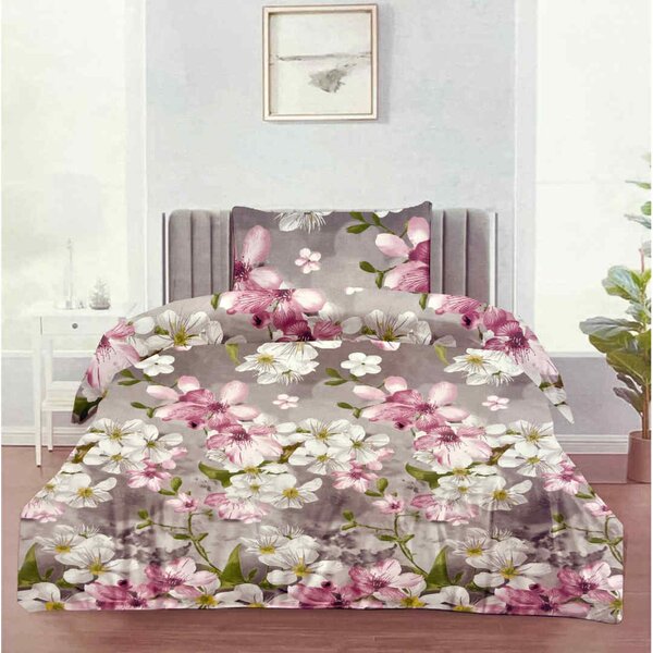 Povlečení bavlněné Sakura růžová 200x140cm+90x70cm TiaHome