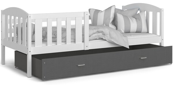 Dětská postel KUBU P 160x80 cm BÍLÁ-ŠEDÁ