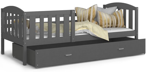 DOBRESNY Dětská postel KUBU P 200x90 cm ŠEDÁ-ŠEDÁ