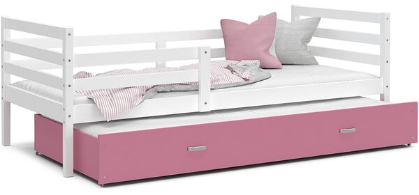 DOBRESNY Dětská postel s přistýlkou JACEK P2 200x90 cm BÍLÁ-RŮŽOVÁ