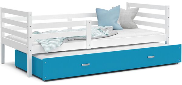 DOBRESNY Dětská postel s přistýlkou JACEK P2 200x90 cm BÍLÁ-MODRÁ