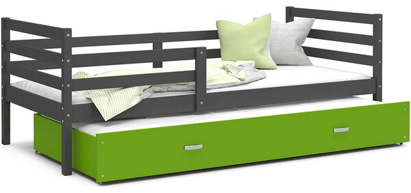 DOBRESNY Dětská postel s přistýlkou JACEK P2 190x80 cm ŠEDÁ-ZELENÁ