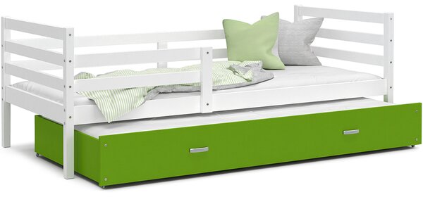DOBRESNY Dětská postel s přistýlkou JACEK P2 200x90 cm BÍLÁ-ZELENÁ