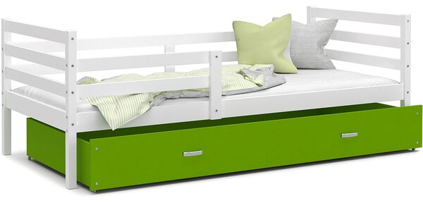 Dětská jednolůžková postel JACEK P 200x90 cm BÍLÁ-ZELENÁ