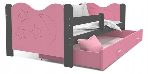 DOBRESNY Moderní dětská postel MIKOLAJ Color 160x80 cm ŠEDÁ-RŮŽOVÁ