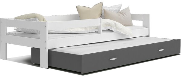 Dětská postel HUGO P2 190x80 s přistýlkou BÍLÁ-ŠEDÁ