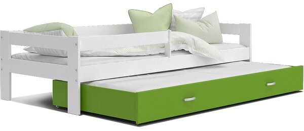 Dětská postel HUGO P2 190x80 s přistýlkou BÍLÁ-ZELENÁ