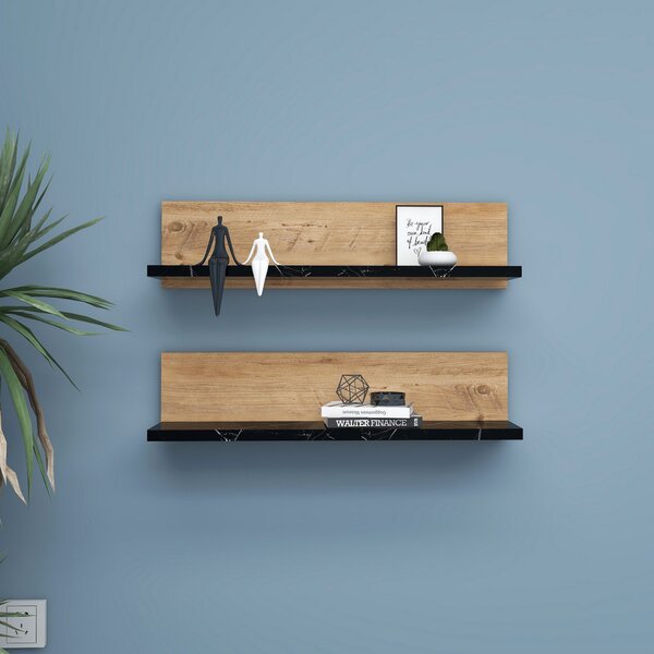 ASIR Nástěnná police SHELF borovice, černá