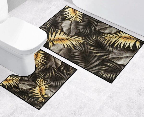 Bellatex koupelnové předložky 3D tisk sada sada 60x100, 60x50 cm List černá, zlatá