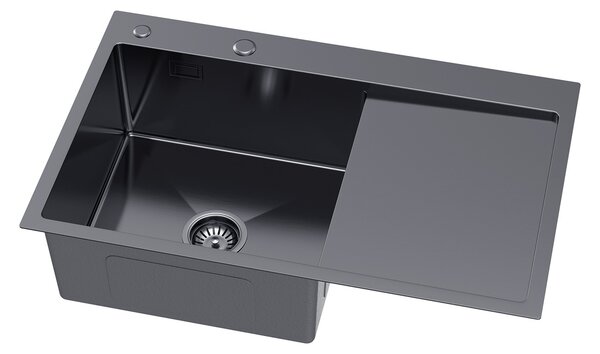 Erga HD, 1-komorový ocelový dřez 780x490x210 mm, levý, grafitová, ERG-MLS-HD7849LB