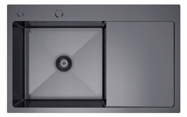 Erga HD, 1-komorový ocelový dřez 780x490x210 mm, levý, grafitová, ERG-MLS-HD7849LB