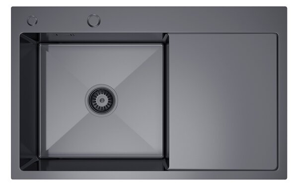 Erga HD, 1-komorový ocelový dřez 780x490x210 mm, levý, grafitová, ERG-MLS-HD7849LB