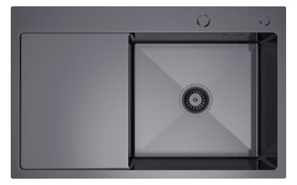 Erga HD, 1-komorový ocelový dřez 780x490x210 mm, pravý, grafitová, ERG-MLS-HD7849RB