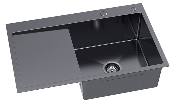 Erga HD, 1-komorový ocelový dřez 780x490x210 mm, pravý, grafitová, ERG-MLS-HD7849RB