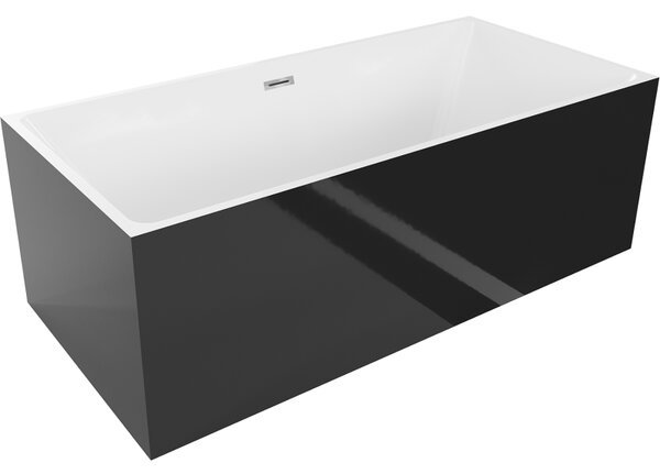 Mexen Nita, volně stojící vana 170 x 80 cm, bílá-černá, chromový přepad, 52091708075-01