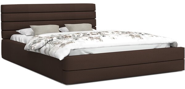 Luxusní manželská postel TOPAZ hnědá 180x200 semiš s kovovým roštem