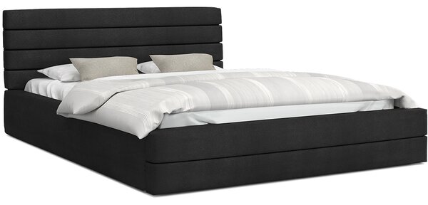 Luxusní manželská postel TOPAZ černá 160x200 z eko kůže s kovovým roštem