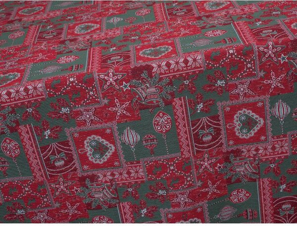 Ubrus MOTIV LUREX vánoční patch červenozelená 120 x 150 cm