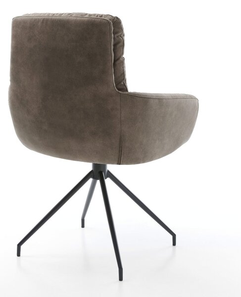 DELIFE Jídelní židle Abelia-Flex s područkami mikrovlákno taupe vintage křížová podnož zúžená černá