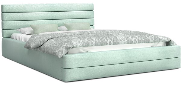 Luxusní manželská postel TOPAZ mátová 160x200 semiš s kovovým roštem