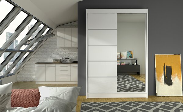 ADRK Šatní zrcadlová skříň posuvná NICEA W 120, bílá