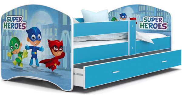 Pohádková postel LUCKY 180x80 Modrá SUPER HEROES 54L