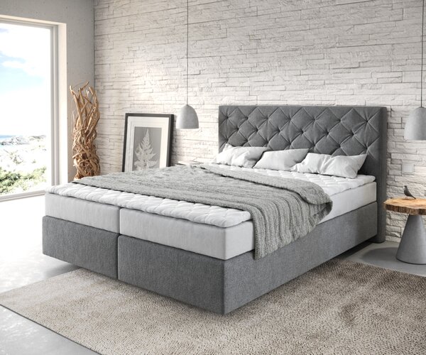DELIFE Boxspring postel Dream-Great 160x200 cm mikrovlákno antracitová s matrací a topperem