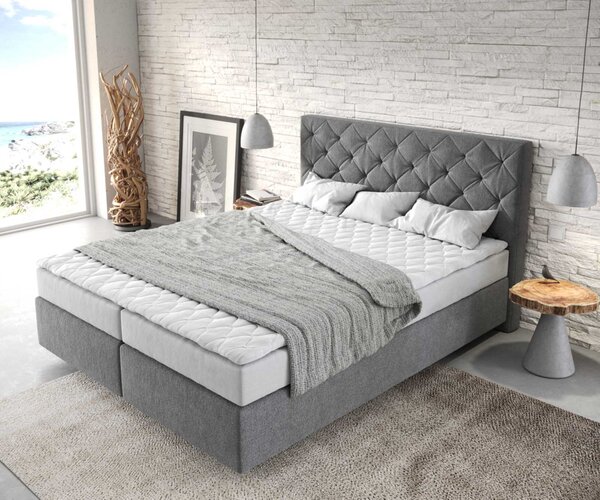 DELIFE Boxspring postel Dream-Great 160x200 cm mikrovlákno antracitová s matrací a topperem