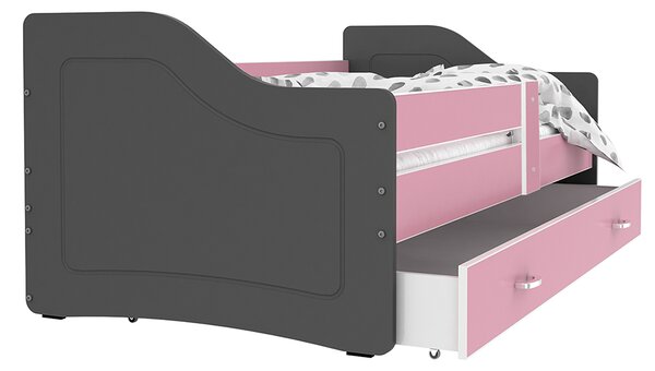 Dětská postel SWEETY 160x80 barevná RŮŽOVÁ-ŠEDÁ