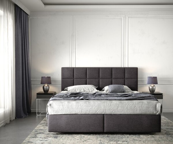 DELIFE Boxspring postel Dream-Fine 180x200 cm mikrovlákno černá s matrací a topperem