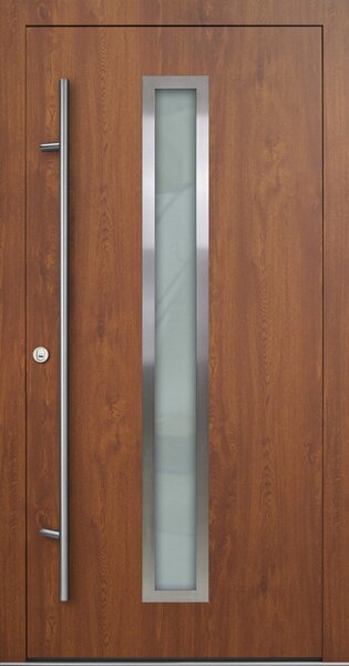 FM TÜREN Vchodové dveře s ocelovým opláštěním FM Turen model DS01 Orientace dveří: Levé, otevírání dovnitř, Dekor: Zlatý dub, Standardní rozměr: 100 cm x 200 cm - vnější rozměr rámu