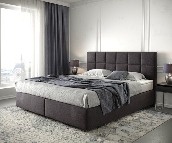 DELIFE Boxspring postel Dream-Fine 180x200 cm mikrovlákno černá s matrací a topperem