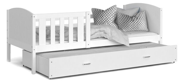Dětská postel TAMI P2 80x190 cm s bílou konstrukcí v bílé barvě s přistýlkou