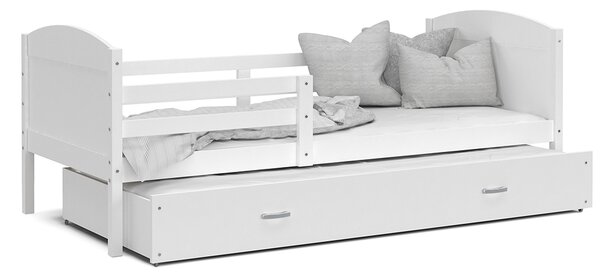 Dětská postel MATYAS P2 80x190 cm s bílou konstrukcí v bílé barvě s přistýlkou