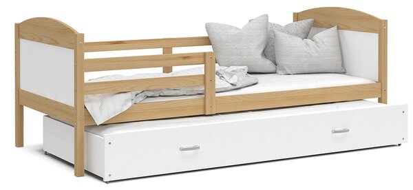 Dětská postel MATYAS P2 80x190 cm s borovicovou konstrukcí v bílé barvě s přistýlkou