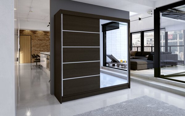 Sliding wardrobe with mirror and lighting LED CARO 180