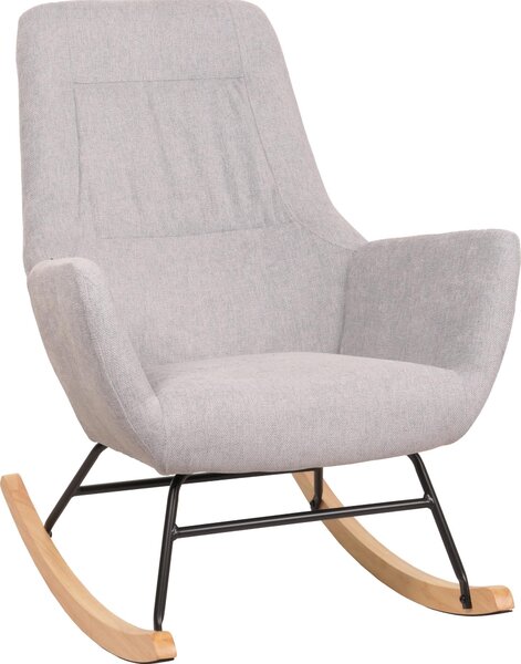 Houpací křeslo HWC-N13, houpací křeslo polohovací křeslo TV křeslo, masivní dřevo kov látka/textil 320g/m² svtle edá