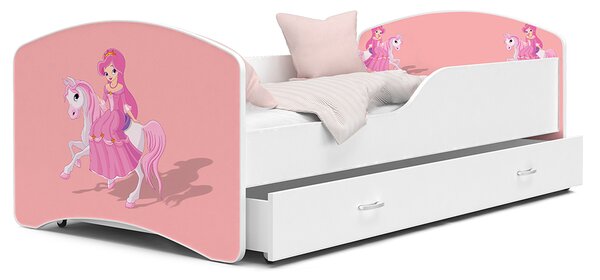 Dětská postel IGOR 80x160 cm v bílé barvě se šuplíkem PRINCEZNA