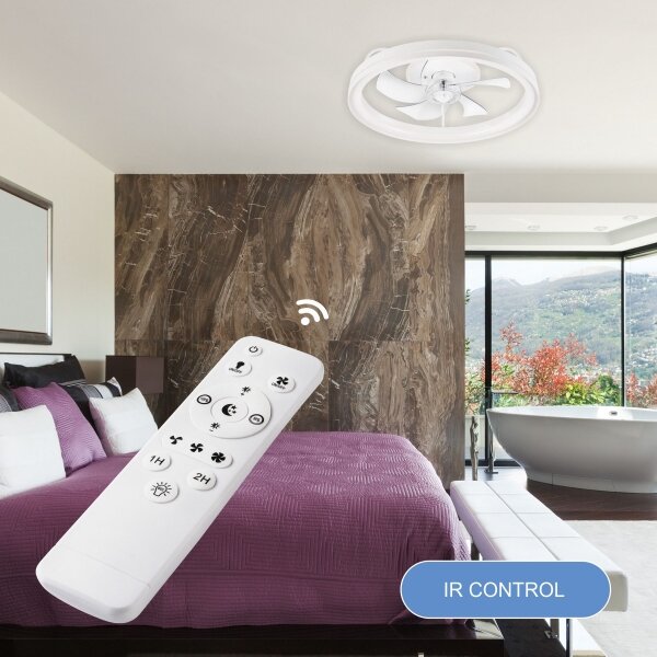 LED Stropní svítidlo s ventilátorem FARGO LED/37W/230V bílá + DO